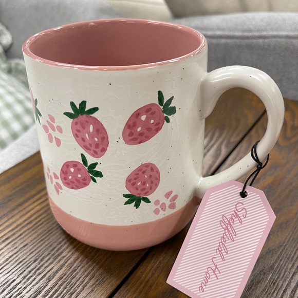 Pink Strawberry Ceramic Mug with Pink Interior NWT - Picture 3 of 3